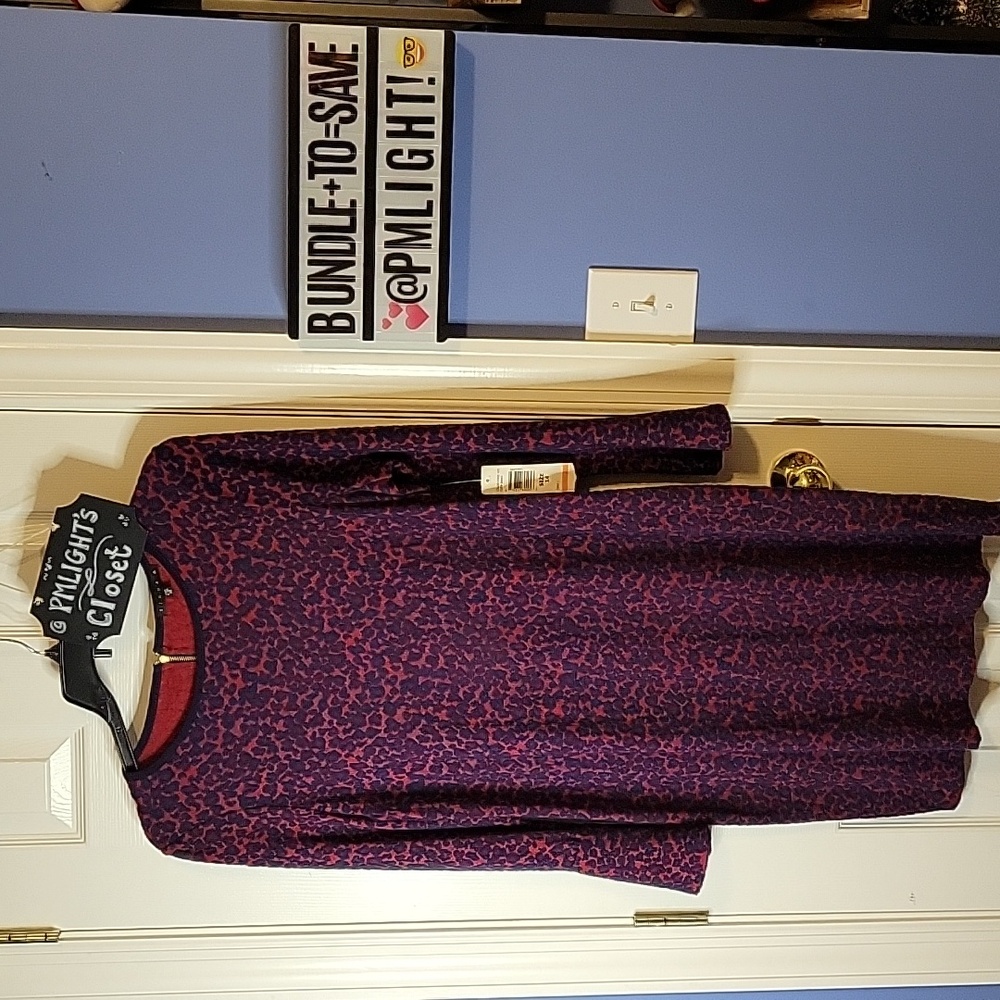 Tiana B. 14 Dress Red Navy New Animal Print